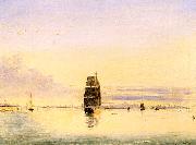 Clement Drew Boston Harbor at Sunset oil